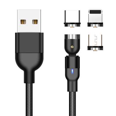 3 in 1 Magnetic USB Cable 3A Fast Charging USB C Charger Micro USB Cable Magnetic 3 in 1 Type c Cable