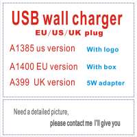 High Quality A1385 A1400 US EU Plug USB AC Power Adapter Wall Charger For iPhone 5 6 8 X XS With packaging